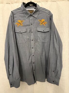 Howler Brothers Gaucho Snap Shirt Osprey Prey XL Gray Button-Up Shirt